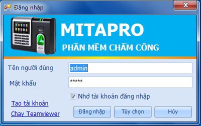 Giao diện đăng nhập của phần mềm MitaPro