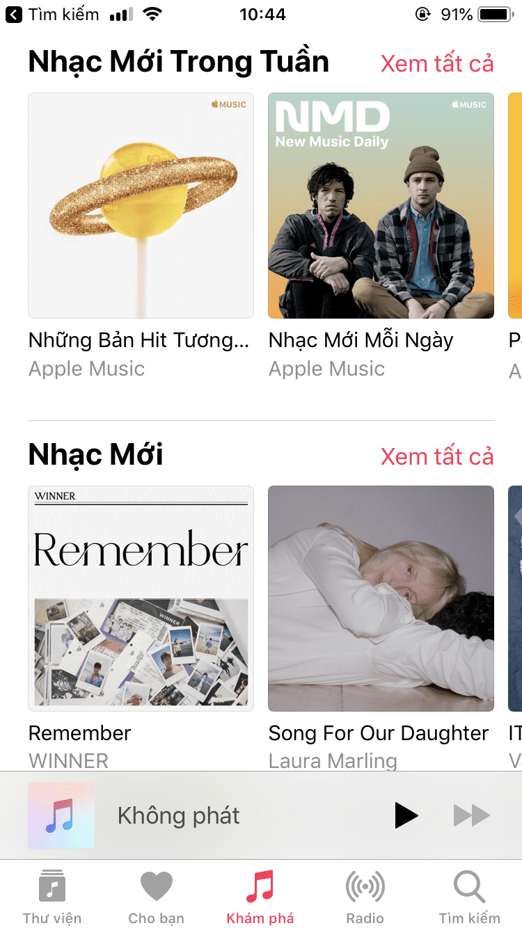 Giao diện hiển thị Playlist của Apple Music