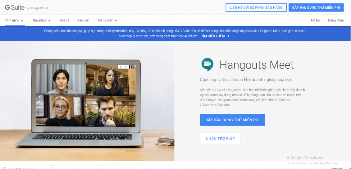 Phần mềm họp trực tuyến Google Hangout
